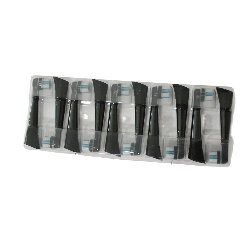 10 Pack Replacement Electric Toothbrush Heads Black Multi-Level Bristles New